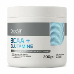 Акція на Амінокислота BCAA + L-Глютамін OstroVit BCAA + Glutamine в порошку, зі смаком полуниці, 200 г від Eva