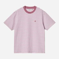 Акція на Футболка бавовняна довга жіноча Carhartt Coleeen W I031627-1ZAXX XS Біла з рожевим від Rozetka