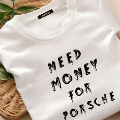 Акция на Футболка бавовняна великого розміру жіноча Love&Live Need money for Porsche LLP04737 XXL Біла от Rozetka