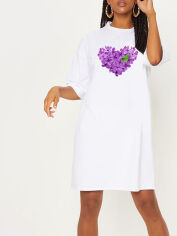 Акція на Плаття-футболка коротке літнє жіноче Love&Live Lilac-heart LLP04763 M-L Біле від Rozetka