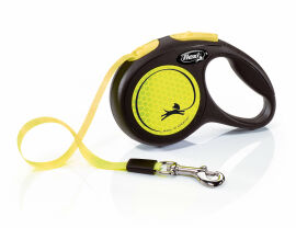 Акція на Поводок-рулетка для собак Flexi New Neon Xs лента 3 м до 12 кг желтый (23501) від Stylus