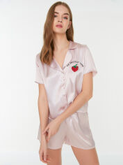Акція на Піжама (сорочка + шорти) жіноча Trendyol THMSS22PT0395 40 Рожева від Rozetka