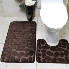 Акция на Набор ковриков в ванную комнату с эффектом памяти Homytex Камни Brown 50х80 и 40х60 см от Podushka