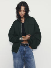 Акция на Куртка демісезонна коротка жіноча Zara 287412446 M/L Зелена от Rozetka