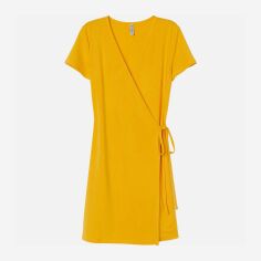 Акція на Сукня на запах коротка літня жіноча H&M XAZ228506LUZC XS Темно-жовта від Rozetka