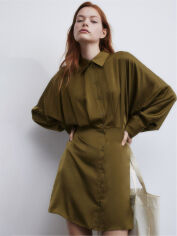 Акція на Плаття-сорочка коротке літнє жіноче H&M 1195609_рукав.кажан XS Хакі від Rozetka