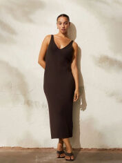 Акція на Сукня міді осіння жіноча H&M XAZ339255QIAJ 2XL Темно-коричнева від Rozetka