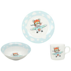 Акция на Набор посуды детский столовый 3 предмета Little Pilot Limited Edition C724 от Podushka