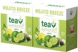 Акція на Набір зеленого чаю Tea Moments Mojito Breeze зі смаком лайма та м'яти 20 пірамідок х 2 шт від Rozetka