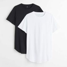 Акція на Набір футболок довгих чоловічих H&M A2512-945202 L 2 шт Білий/Чорний від Rozetka