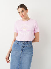 Акция на бавовняна жіноча футболка Converse Chuck Patch Infill Tee Stardust Lilac 10026362-523 L Лілова от Rozetka