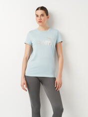 Акція на Жіноча футболка бавовняна Puma ESS+ Metallic Logo Tee 84830322 M Turquoise Surf-Silver від Rozetka