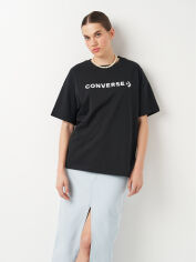 Акція на Футболка бавовняна жіноча Converse Os Wordmark Tee Black 10026044-001 XS Чорна від Rozetka