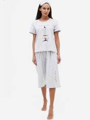 Акція на Піжама (футболка + бриджі) жіноча великих розмірів бавовняна LUCCI 120133017 Сіра від Rozetka