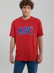 Акція на Футболка бавовняна довга чоловіча Mavi M0611711 2XL Червона від Rozetka