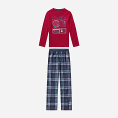 Акція на Дитяча піжама (лонгслів + штани) для хлопчика Pepperts! 390205 134-140 см Червоно-синя клітинка від Rozetka
