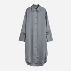Акція на Плаття-сорочка міді літнє жіноче H&M 1005002_т.сір_01 XS Темно-сіре від Rozetka
