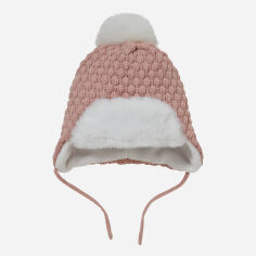 Акція на Дитяча зимова шапка в'язана на зав'язках з помпоном для дівчинки C&A GD-00062295 48-49 Рожева від Rozetka