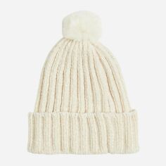 Акція на Дитяча зимова шапка-біні в'язана з помпоном для дівчинки H&M 061101814 128-146 см Біла від Rozetka