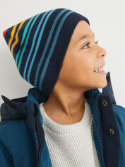 Акція на Дитяча демісезонна в'язана шапка-біні для хлопчика C&A GD-00075534 54 см Темно-синя від Rozetka