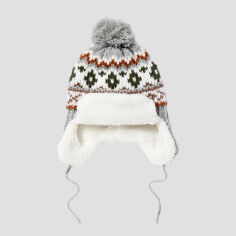 Акція на Дитяча зимова в'язана шапка із зав'язками з помпоном для хлопчика C&A GD-00075545 52-53 см Різнокольорова від Rozetka