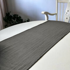 Акція на Раннер с рюшами Muslin Graphite SoundSleep графит 40х180 см від Podushka