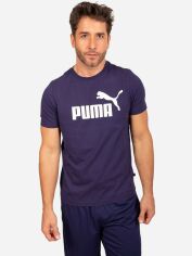 Акція на Футболка чоловіча Puma Ess Logo Tee 586666-06 XL Темно-синя від Rozetka