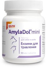 Акція на Витаминно-минеральный комплекс Dolfos AmylaDol mini для собак и кошек при нарушении пищеварения 90 таб. (1702-90) від Stylus