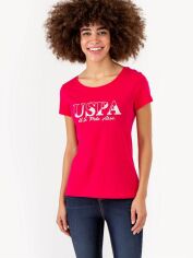 Акція на Футболка бавовняна жіноча U.S. Polo Assn 114251-1D00A XS Фуксія від Rozetka