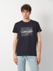 Акція на Футболка бавовняна довга чоловіча Calvin Klein Jeans 11335.3 S (44) Темно-синя від Rozetka