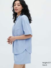 Акція на Піжама (сорочка + шорти) жіноча UNIQLO 439307302 XS Блакитна від Rozetka