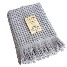 Акція на Рушник вафельний Lovely Svi для ванної 90х180 см XXL Сірий від Rozetka