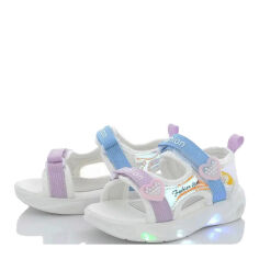Акція на Дитячі спортивні сандалії для дівчинки BBT Kids L6556-2-LED 29 Білі від Rozetka