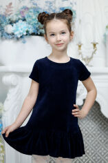 Акція на Дитяча літня сукня для дівчинки Ластівка 24_2043 110 см Темно-синя від Rozetka