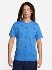 Акція на Футболка бавовняна довга чоловіча Nike M NSW Tee M90 12MO AOP FQ8036-402 S Синя від Rozetka
