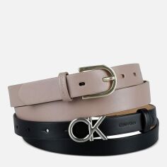 Акція на Ремінь жіночий Calvin Klein 247526987 L 2 шт Чорний/Коричневий від Rozetka