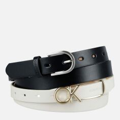 Акція на Ремінь жіночий Calvin Klein 567492267 L 2 шт Чорний/Білий від Rozetka