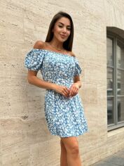 Акція на Сукня коротка літня жіноча ISSA PLUS 14745 XL Синя від Rozetka