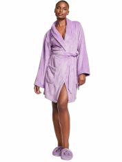 Акція на Халат жіночий флісовий теплий великого розміру Victoria's Secret 391183215 XL/XXL Фіолетовий від Rozetka