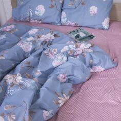Акція на Простирадло MirSon Бязь 17-0434-1 Azure flower Рожеве Двоспальне 180x220 см 100% Бавовна від Rozetka