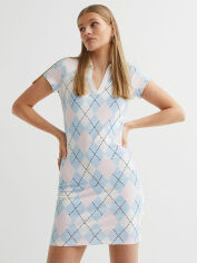 Акція на Плаття-футболка коротке літнє жіноче H&M XAZ449738IWIW XS Рожеве з блакитним від Rozetka