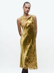 Акція на Сукня міді літня жіноча Zara XAZ451105ISXY L Оливкова з бежевим від Rozetka