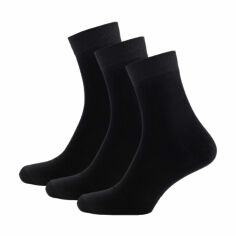 Акція на Набір шкарпеток чоловічих Modna Zona RT1311-001 високі, класичні, чорні, розмір 43-46, 3 пари від Eva