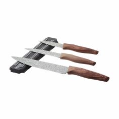 Акція на Набір кухонних ножів Kamille на магнітній смужці (ножі, 3 шт + магнітний тримач, 1 шт) (KM-5148) від Eva