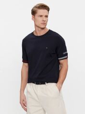 Акція на Футболка бавовняна чоловіча Tommy Hilfiger MW0MW34430-DW5 S Темно-синя від Rozetka