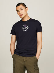 Акція на Футболка бавовняна чоловіча Tommy Hilfiger MW0MW34388-DW5 XL Темно-синя від Rozetka