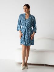 Акція на Халат жіночий великого розміру BARWA garments 0099 XL Біла квітка на синьому від Rozetka