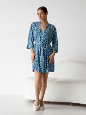 Акція на Халат жіночий BARWA garments 0099 S Біла квітка на синьому від Rozetka