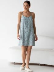 Акція на Нічна сорочка жіноча великого розміру BARWA garments 0342 XL Бірюза в дрібну квіточку від Rozetka