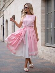 Акція на Плаття міді літнє жіноче ISSA PLUS 14751 XXL Рожеве від Rozetka